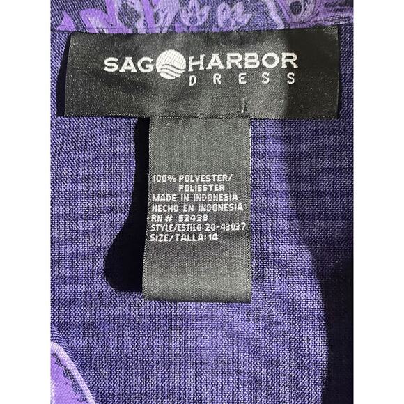 Sag Harbor Top Women's Size 14 Purple Button Up Polyester Short Sleeve - Picture 3 of 6